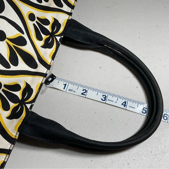Talbots yellow, white, and black, coated cotton tote purse, like new - Picture 9 of 12
